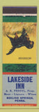 Matchbook Cover - Lakeside Inn Boiling Springs PA Retriever