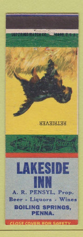 Matchbook Cover - Lakeside Inn Boiling Springs PA Retriever