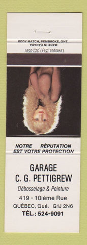 Matchbook Cover - Garage CG Pettigrew Quebec QC pinup