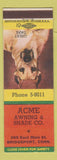 Matchbook Cover - Acme Awning Shade Bridgeport CT Great Dane