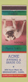 Matchbook Cover - Acme Awning Shade Bridgeport CT Bulldog