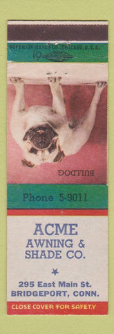 Matchbook Cover - Acme Awning Shade Bridgeport CT Bulldog
