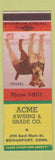 Matchbook Cover - Acme Awning Shade Bridgeport CT Terrier