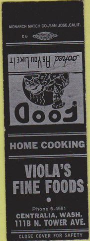 Matchbook Cover - Viola's Fine Foods Centralia WA SAMPLE