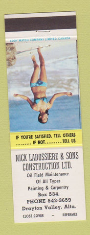 Matchbook Cover - Nick Labossiere Construction Drayton Valley AB pinup