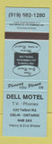 Matchbook Cover - Dell Motel Delhi ON
