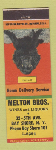 Matchbook Cover - Melton Bros Liquor Bay Shore NY Spaniel