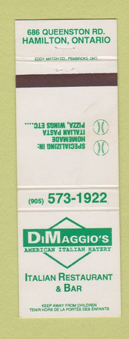 Matchbook Cover - DiMaggio's Italian Restaurant Hamilton ON