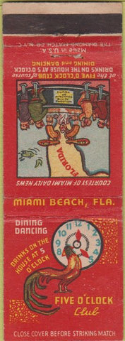 Matchbook Cover - Five O Clock Club Miami Beach FL