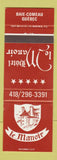 Matchbook Cover - Le Manoir Hotel Baie Comeau QC