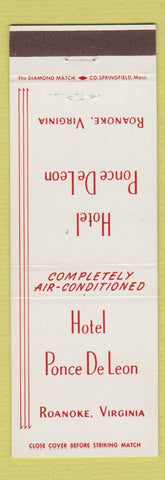 Matchbook Cover - Hotel Ponce De Leon Roanoke VA
