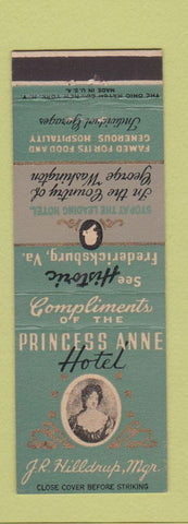 Matchbook Cover - Princess Anne Hotel Fredericksburg VA