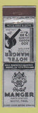 Matchbook Cover - Hotel Manger Boston MA Federal WEAR