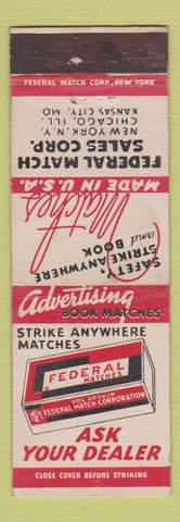 Matchbook Cover - Federal Match Corp New York City WEAR