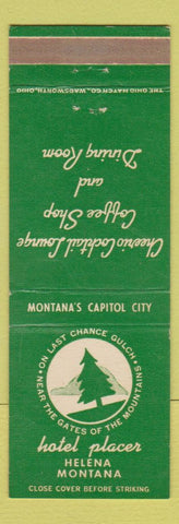 Matchbook Cover - Hotel Placer Helena MT