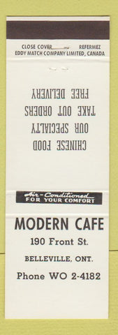 Matchbook Cover - Modern Cafe Belleville ON