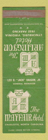 Matchbook Cover - Mayfair Hotel Charlotte NC