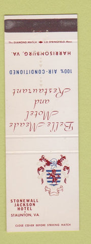 Matchbook Cover - Stonewall Jackson Hotel Staunton VA WEAR