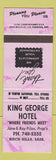 Matchbook Cover - King George Hotel Birch Hills SK