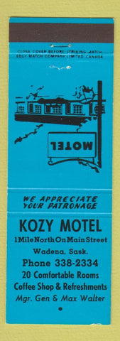 Matchbook Cover - Kozy Motel Wadena SK