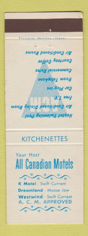Matchbook Cover - All Canadian Motels Swift Current Moose Jaw SK