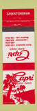 Matchbook Cover Capri Motor Hotels SK North Battleford Lloydminster Meadow Lake