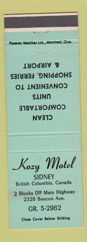 Matchbook Cover - Kozy Motel Sidney BC WEAR