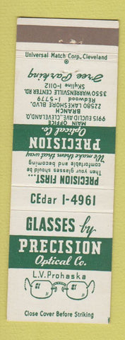 Matchbook Cover - Precision Optical Cleveland OH