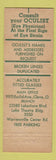 Matchbook Cover - Precision Optical Cleveland OH