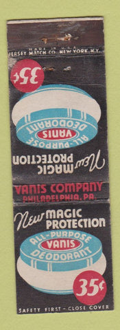 Matchbook Cover - Vanis Deodorant Philadelphia PA WEAR
