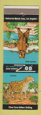 Matchbook Cover - San Diego Zoo CA Jaguar Brown Bear