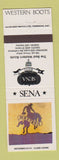 Matchbook Cover - Sena Western Cowboy Boots St Denis Ste Catherine