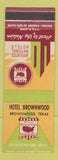 Matchbook Cover - Hotel Brownwood TX