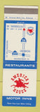 Matchbook Cover - America House Motor Inns Petersburg VA