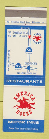 Matchbook Cover - America House Motor Inns Petersburg VA