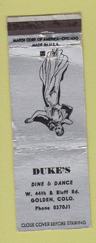 Matchbook Cover - Duke's Golden Colorado POOR
