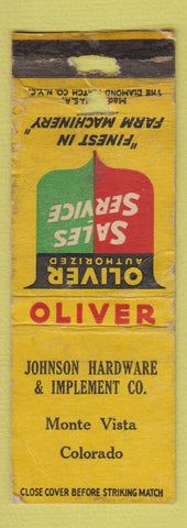 Matchbook Cover - Oliver Tractors Monte Vista Colorado POOR