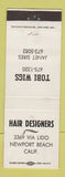 Matchbook Cover - Hair Designers Tobi Wigs Newport Beach CA