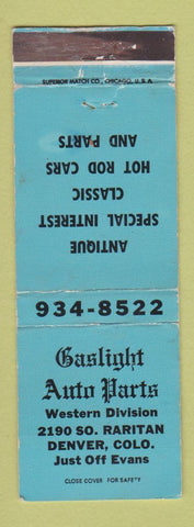Matchbook Cover - Gaslight Auto Parts Denver Colorado WEAR