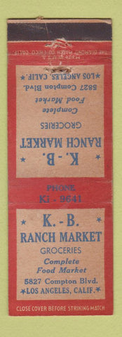 Matchbook Cover - KB Ranch Market Grocery Los Angeles CA WORN