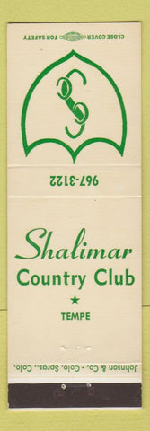 Matchbook Cover - Shalimar Country Club Tempe AZ