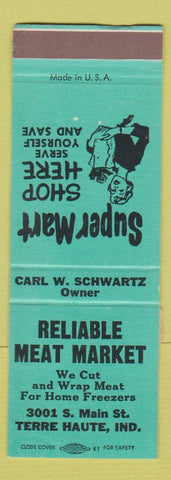 Matchbook Cover - Reliable Meat Market Terre Haute IN SAMPLE WORN