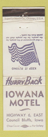 Matchbook Cover - Iowana Motel Council Bluffs IA