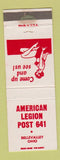 Matchbook Cover - American Legion Bellevalley OH girlie WEAR