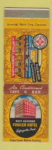Matchbook Cover - Fowler Hotel Lafayette IN