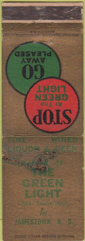 Matchbook Cover - The Green Light Jamestown ND WORN