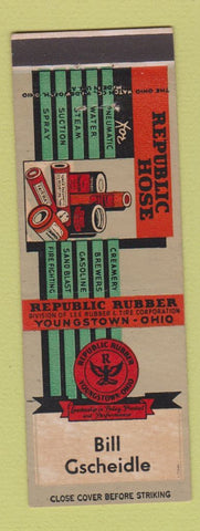 Matchbook Cover - Republic Hose Rubber Youngstown OH Bill Gscheidle