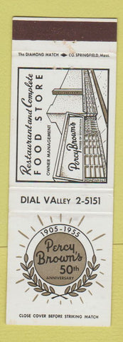 Matchbook Cover - Percy Brown's Restaurant 1955 Wilkes Barre PA