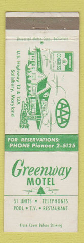 Matchbook Cover - Greenway Motel Salisbury MD