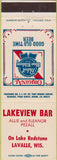 Matchbook Cover - Lakeview Bar Lavalle WI Pabst beer